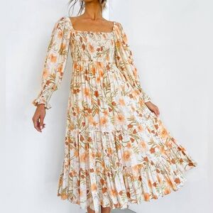 Petal & Pup Melia Smocked Tiered Fall Long Sleeve Dress 12